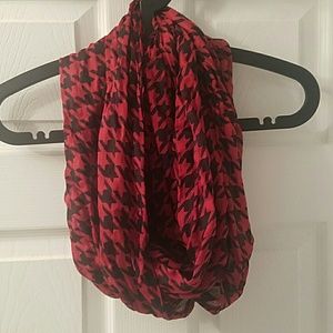 Red Houndstooth Infinity Scarf
